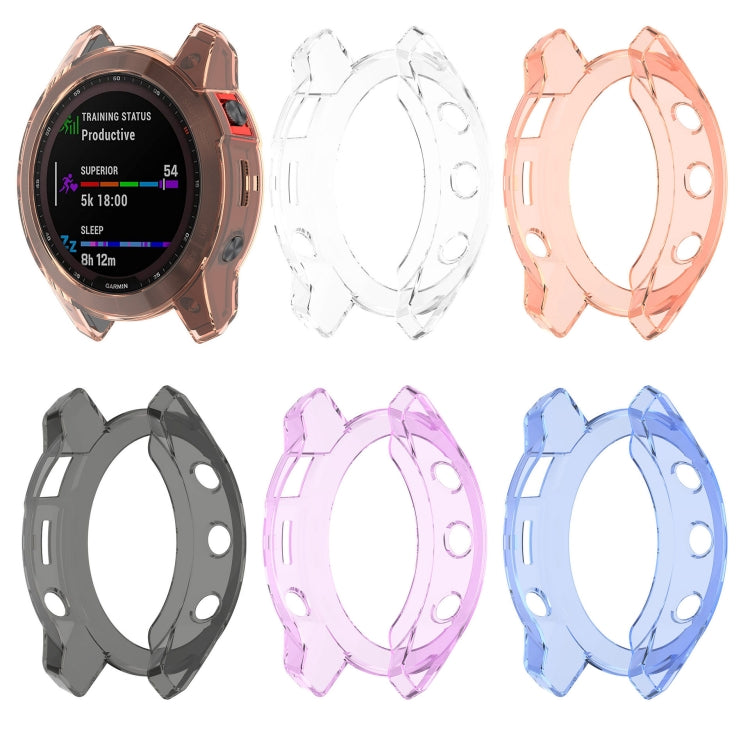 For Garmin Fenix 7S Pro Half-Package TPU Watch Protective Case(Transparent Orange) - Watch Cases by PMC TechLife | Online Shopping South Africa | PMC TechLife | Buy Now Pay Later Mobicred