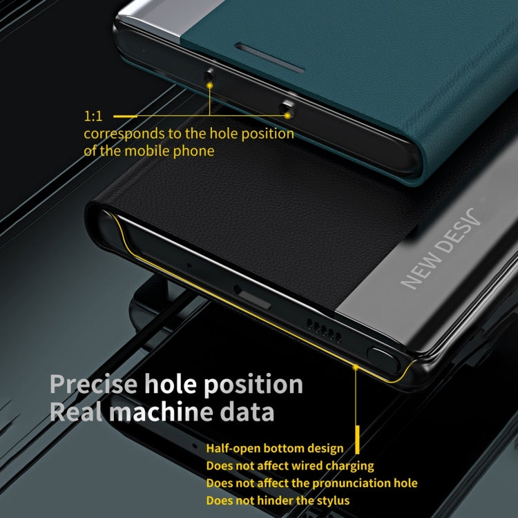 For iPhone 16 Side Electroplated Adsorption Leather Phone Case(Green) - iPhone 16 Cases by PMC TechLife | Online Shopping South Africa | PMC TechLife | Buy Now Pay Later Mobicred