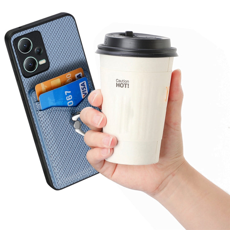 For Xiaomi 13 Lite Carbon Fiber Card Wallet Ring Holder Phone Case(Blue) - 13 Lite Cases by PMC TechLife | Online Shopping South Africa | PMC TechLife | Buy Now Pay Later Mobicred