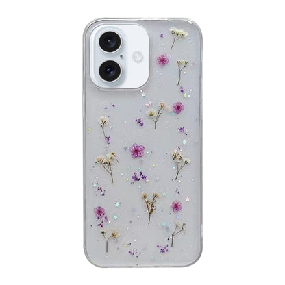 For iPhone 16 Plus Gypsophila Flowers Pattern TPU Protective Phone Case(Purple) - iPhone 16 Plus Cases by PMC Jewellery | Online Shopping South Africa | PMC Jewellery | Buy Now Pay Later Mobicred