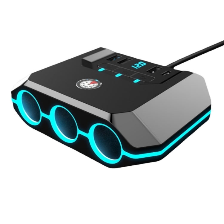 TR-52 With LED Voltage Display QC3.0 Car Fast Charging 3 Socket Adapter - Car Charger by PMC TechLife | Online Shopping South Africa | PMC TechLife | Buy Now Pay Later Mobicred