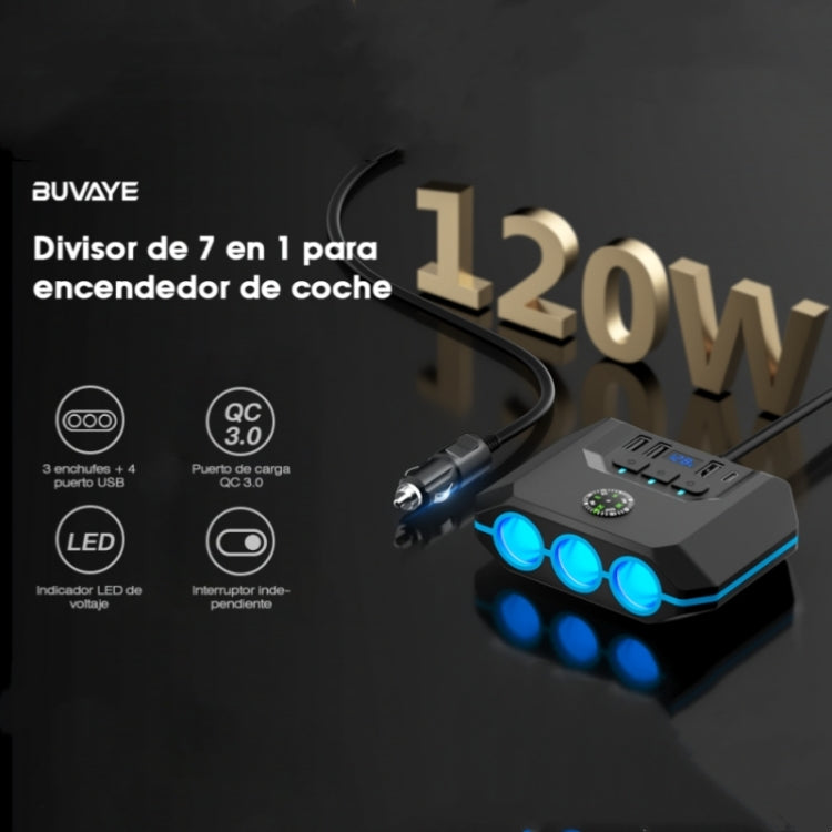 TR-52 With LED Voltage Display QC3.0 Car Fast Charging 3 Socket Adapter - Car Charger by PMC TechLife | Online Shopping South Africa | PMC TechLife | Buy Now Pay Later Mobicred