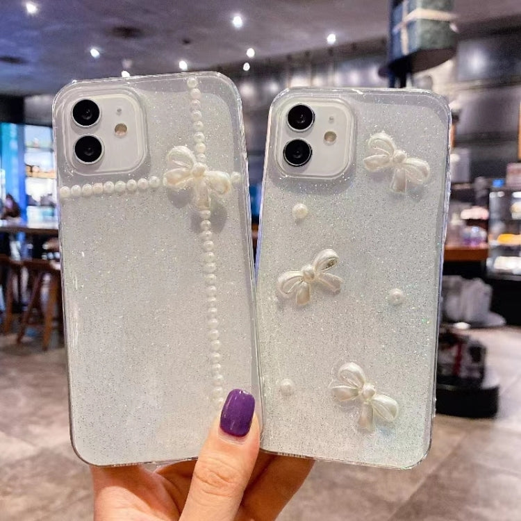 For iPhone 16 Plus Pearl Bow Glitter Epoxy TPU Phone Case(Cross Knots) - iPhone 16 Plus Cases by PMC TechLife | Online Shopping South Africa | PMC TechLife | Buy Now Pay Later Mobicred