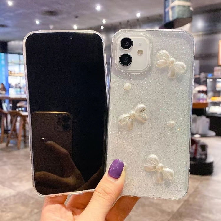 For iPhone 16 Pro Max Pearl Bow Glitter Epoxy TPU Phone Case(Cross Knots) - iPhone 16 Pro Max Cases by PMC TechLife | Online Shopping South Africa | PMC TechLife | Buy Now Pay Later Mobicred