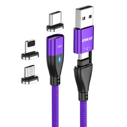 ENKAY 6-in-1 PD100W USB-A / Type-C to Type-C / 8 Pin / Micro USB Magnetic Fast Charging Cable, Cable Length:2m(Purple) - Charging Cable & Head by ENKAY | Online Shopping South Africa | PMC Jewellery | Buy Now Pay Later Mobicred