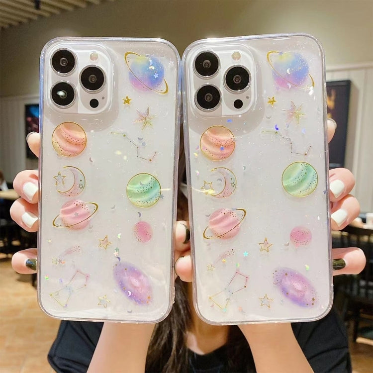 For iPhone 16 Pro Max Cosmic Star Glitter Epoxy TPU Phone Case(Transparent) - iPhone 16 Pro Max Cases by PMC TechLife | Online Shopping South Africa | PMC TechLife | Buy Now Pay Later Mobicred