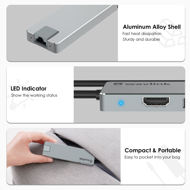 Wavlink UHP3409 For MacBook Pro/Air USB-C Windows Laptops 100W PD Mini Docking Station - USB HUB by WAVLINK | Online Shopping South Africa | PMC Jewellery | Buy Now Pay Later Mobicred