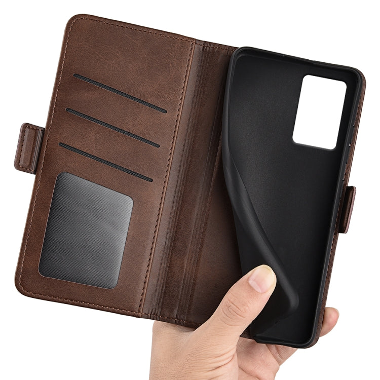 For Motorola Edge 5G 2024 Dual-side Magnetic Buckle Horizontal Flip Leather Phone Case(Brown) - free shipping - PMC Jewellery - Order now!
