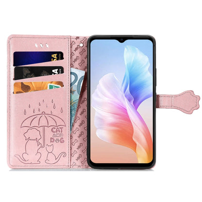For DOOGEE X98 Pro / X98 Cat and Dog Embossed Leather Phone Case(Rose Gold) - Doogee Cases by PMC Jewellery | Online Shopping South Africa | PMC Jewellery | Buy Now Pay Later Mobicred