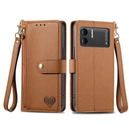 For DOOGEE X98 Pro / X98 Love Zipper Lanyard Leather Phone Case(Brown) - Doogee Cases by PMC Jewellery | Online Shopping South Africa | PMC Jewellery | Buy Now Pay Later Mobicred