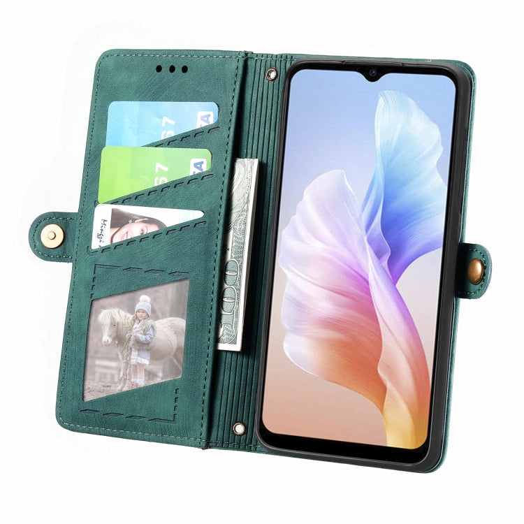 For DOOGEE X98 Pro / X98 Geometric Zipper Wallet Side Buckle Leather Phone Case(Green) - Doogee Cases by PMC Jewellery | Online Shopping South Africa | PMC Jewellery | Buy Now Pay Later Mobicred
