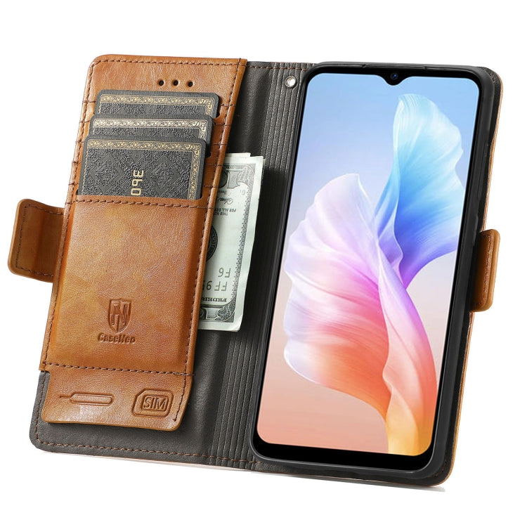 For DOOGEE X98 Pro / X98 CaseNeo Splicing Dual Magnetic Buckle Leather Phone Case(Khaki) - Doogee Cases by PMC TechLife | Online Shopping South Africa | PMC TechLife | Buy Now Pay Later Mobicred