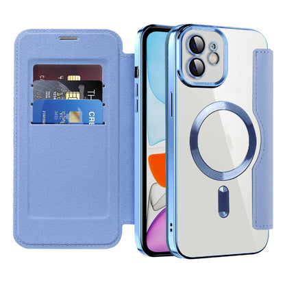 For iPhone 16 Plus Shield Magsafe RFID Anti-theft Rhombus Leather Phone Case(Blue) - iPhone 16 Plus Cases by PMC Jewellery | Online Shopping South Africa | PMC Jewellery | Buy Now Pay Later Mobicred