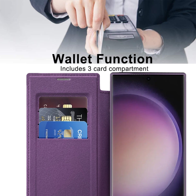 For Samsung Galaxy S25 Ultra 5G Shield MagSafe RFID Anti-theft Rhombus Leather Phone Case(Purple) - Galaxy S25 Ultra 5G Cases by PMC Jewellery | Online Shopping South Africa | PMC Jewellery | Buy Now Pay Later Mobicred