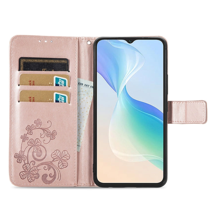 For Blackview Oscal C30 Pro Four-leaf Clasp Embossed Buckle Leather Phone Case(Rose Gold) - More Brand by PMC TechLife | Online Shopping South Africa | PMC TechLife