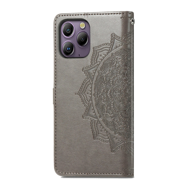 For Blackview A96 Mandala Flower Embossed Leather Phone Case(Gray) - More Brand by PMC Jewellery | Online Shopping South Africa | PMC Jewellery