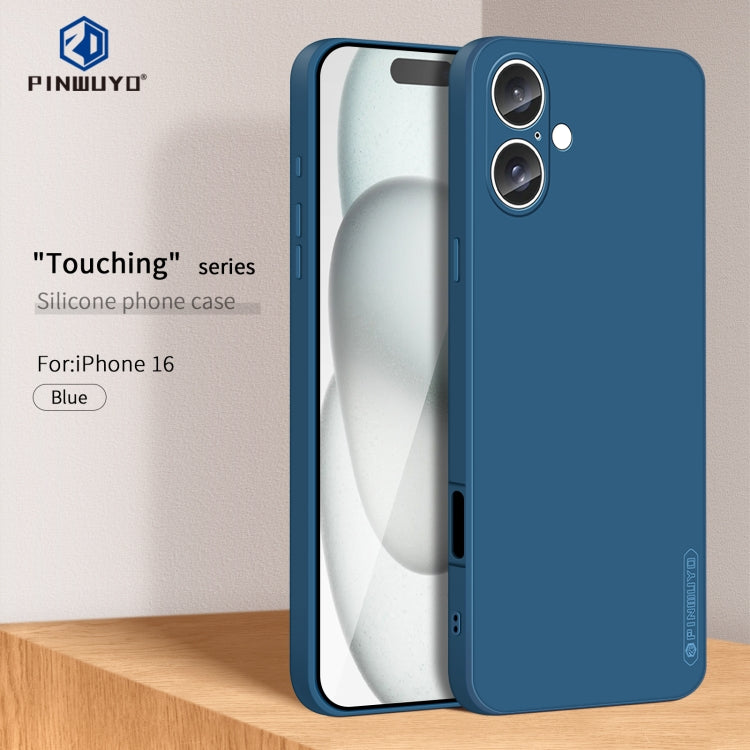 For iPhone 16 PINWUYO Sense Series Liquid Silicone TPU Phone Case(Blue) - iPhone 16 Cases by PINWUYO | Online Shopping South Africa | PMC Jewellery | Buy Now Pay Later Mobicred