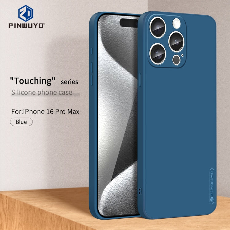 For iPhone 16 Pro Max PINWUYO Sense Series Liquid Silicone TPU Phone Case(Blue) - iPhone 16 Pro Max Cases by PINWUYO | Online Shopping South Africa | PMC Jewellery | Buy Now Pay Later Mobicred