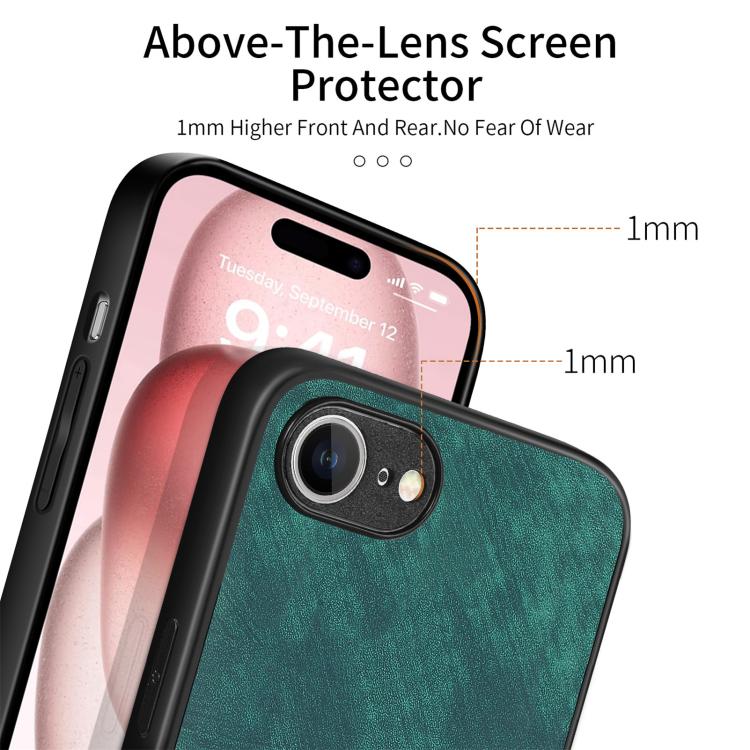 For iPhone 16e Vintage Leather PC Back Cover Phone Case(Green) - iPhone 16e Cases by PMC TechLife | Online Shopping South Africa | PMC TechLife | Buy Now Pay Later Mobicred