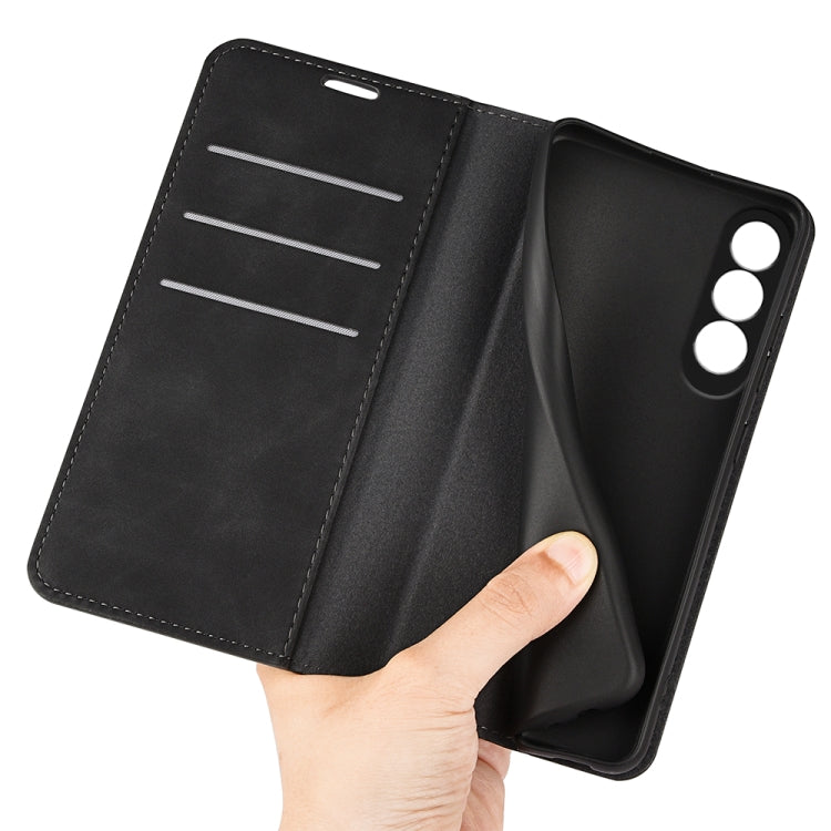 For OPPO K12 Retro-skin Magnetic Suction Leather Phone Case(Black) - OPPO Cases by PMC TechLife | Online Shopping South Africa | PMC TechLife | Buy Now Pay Later Mobicred