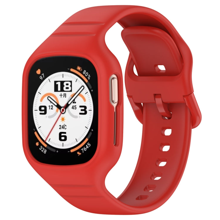 For Honor Watch 4 Integrated Fully Enclosed Silicone Watch Band(Red) - Watch Bands by PMC TechLife | Online Shopping South Africa | PMC TechLife