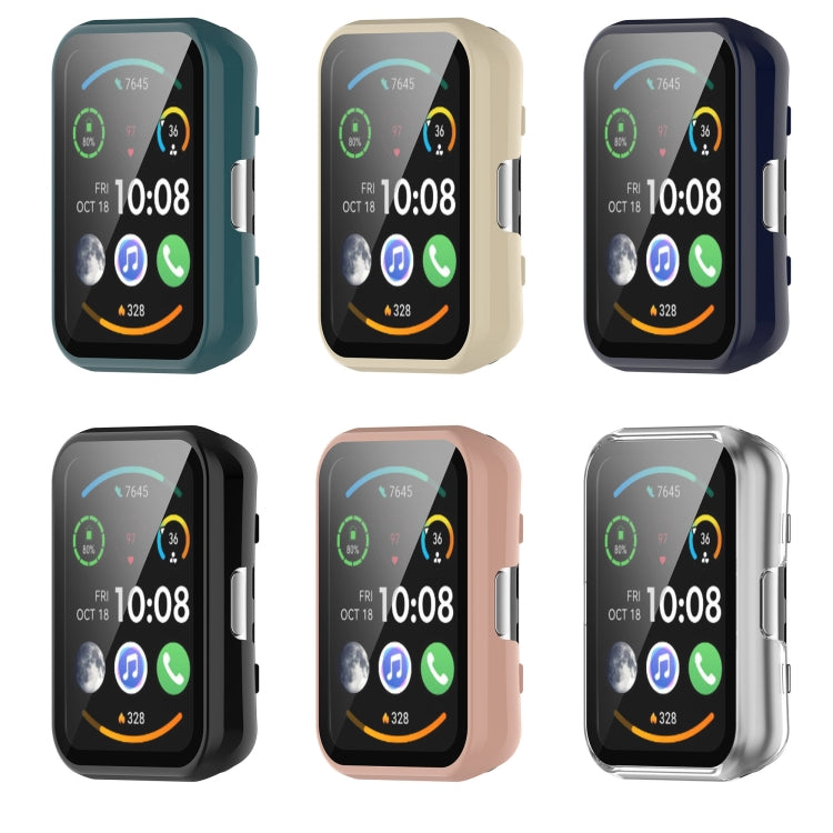 For Huawei Watch Fit PC + 9H Tempered Film Integrated Watch Protective Case(Black) - Watch Cases by PMC TechLife | Online Shopping South Africa | PMC TechLife | Buy Now Pay Later Mobicred