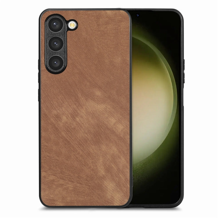 For Samsung Galaxy S25+ 5G Vintage Leather PC Back Cover Phone Case(Brown) - Galaxy S25+ 5G Cases by PMC Jewellery | Online Shopping South Africa | PMC Jewellery | Buy Now Pay Later Mobicred