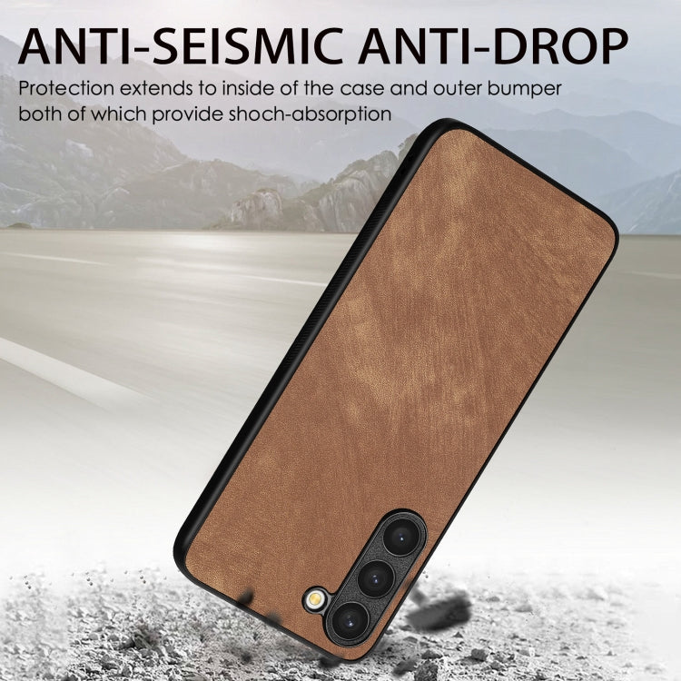 For Samsung Galaxy S25+ 5G Vintage Leather PC Back Cover Phone Case(Brown) - Galaxy S25+ 5G Cases by PMC Jewellery | Online Shopping South Africa | PMC Jewellery | Buy Now Pay Later Mobicred