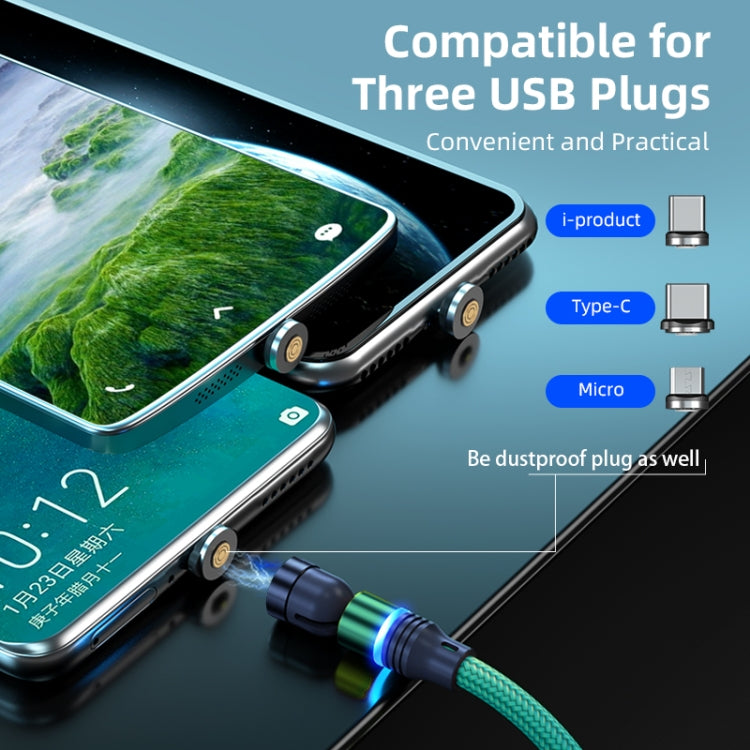 ENKAY 3 in 1 3A USB to Type-C / 8 Pin / Micro USB Magnetic 540 Degrees Rotating Fast Charging Cable, Length:2m(Red) - free shipping - PMC Jewellery - Order now!