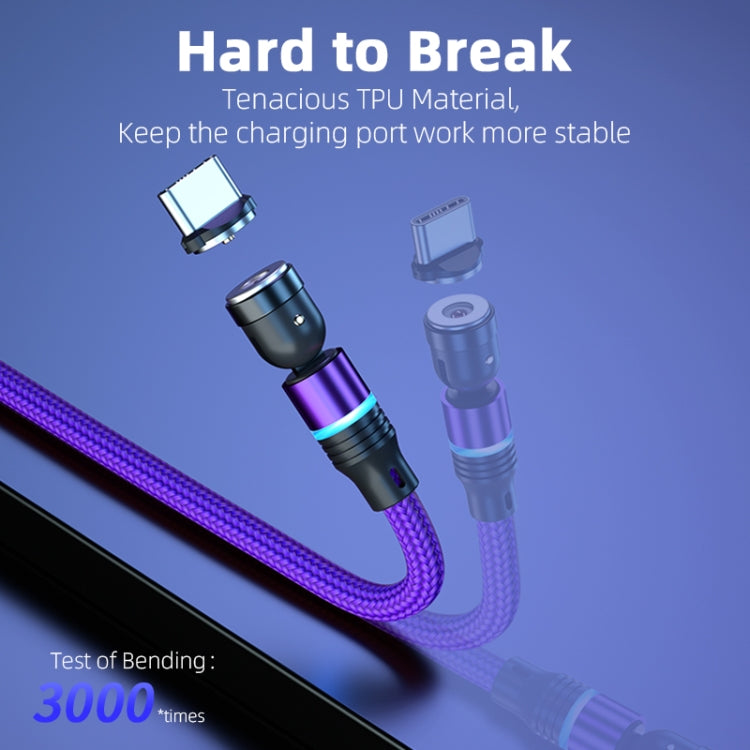 ENKAY 3 in 1 2.4A USB to Type-C / 8 Pin / Micro USB Magnetic 540 Degrees Rotating Charging Cable, Length:2m(Purplele) - Charging Cable & Head by ENKAY | Online Shopping South Africa | PMC Jewellery | Buy Now Pay Later Mobicred