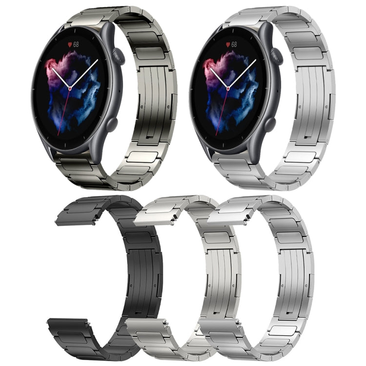For Amazfit GTR 3 Pro 22mm I-Shaped Titanium Alloy Watch Band(Black) - Watch Bands by PMC TechLife | Online Shopping South Africa | PMC TechLife
