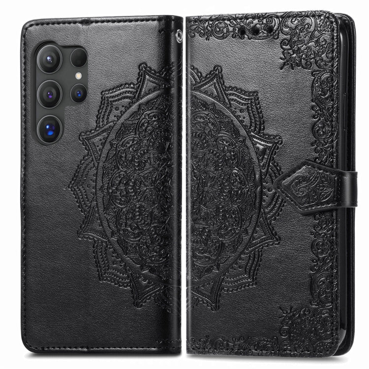 For Samsung Galaxy S25 Ultra 5G Mandala Flower Embossed Leather Phone Case(Black) - Galaxy S25 Ultra 5G Cases by PMC Jewellery | Online Shopping South Africa | PMC Jewellery | Buy Now Pay Later Mobicred