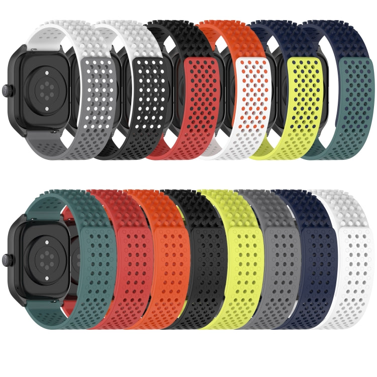 For Garmin Forerunner 245 20mm Holes Breathable 3D Dots Silicone Watch Band(White+Grey) - Watch Bands by PMC Jewellery | Online Shopping South Africa | PMC Jewellery