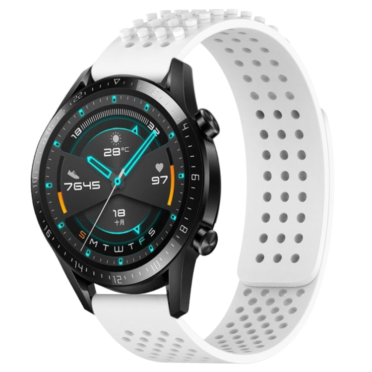 For Huawei GT2 46mm 22mm Holes Breathable 3D Dots Silicone Watch Band(White) - free shipping - PMC TechLife - Order now!