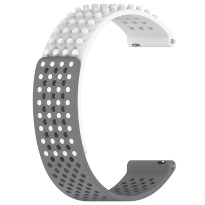 For Xiaomi Haylou RT2 LS10 22mm Holes Breathable 3D Dots Silicone Watch Band(White+Grey) - Watch Bands by PMC Jewellery | Online Shopping South Africa | PMC Jewellery