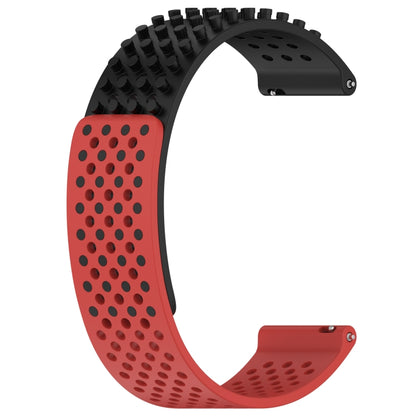 For Xiaomi Haylou RT2 LS10 22mm Holes Breathable 3D Dots Silicone Watch Band(Black+Red) - Watch Bands by PMC Jewellery | Online Shopping South Africa | PMC Jewellery