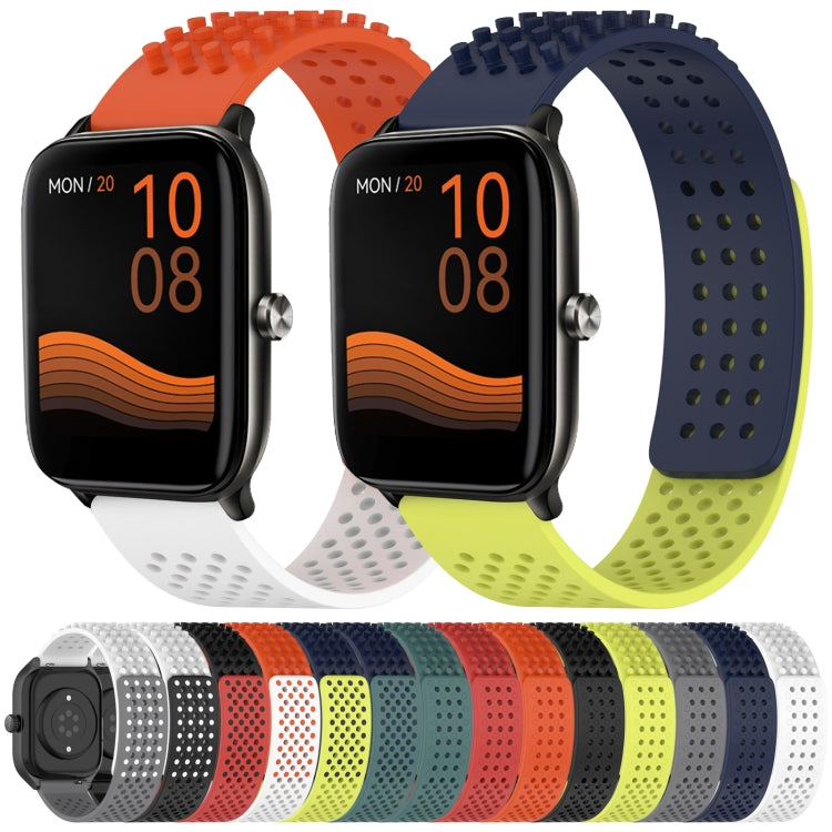 For Xiaomi MI Watch Color 22mm Holes Breathable 3D Dots Silicone Watch Band(Midnight Blue+Lime Green) - Watch Bands by PMC Jewellery | Online Shopping South Africa | PMC Jewellery