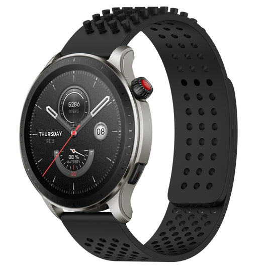 For Amazfit GTR 4 22mm Holes Breathable 3D Dots Silicone Watch Band(Black) - Watch Bands by PMC Jewellery | Online Shopping South Africa | PMC Jewellery