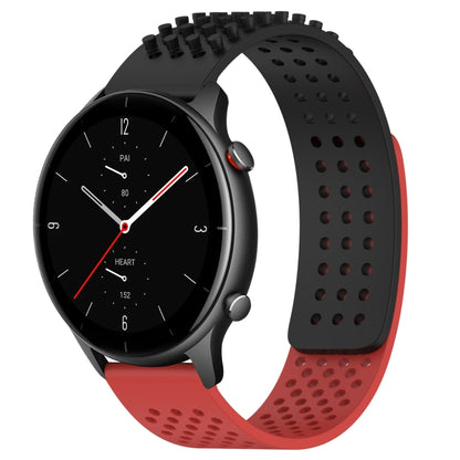 For Amazfit GTR 2e 22mm Holes Breathable 3D Dots Silicone Watch Band(Black+Red) - Watch Bands by PMC Jewellery | Online Shopping South Africa | PMC Jewellery