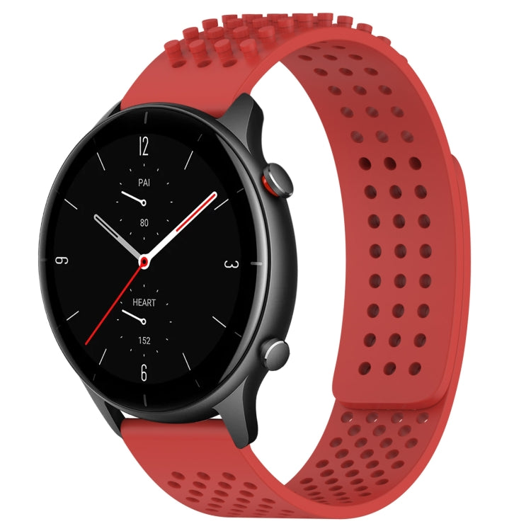 For Amazfit GTR 2e 22mm Holes Breathable 3D Dots Silicone Watch Band(Red) - Watch Bands by PMC Jewellery | Online Shopping South Africa | PMC Jewellery