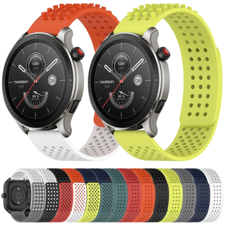 For Amazfit Bip 5 22mm Holes Breathable 3D Dots Silicone Watch Band(White) - Watch Bands by PMC Jewellery | Online Shopping South Africa | PMC Jewellery