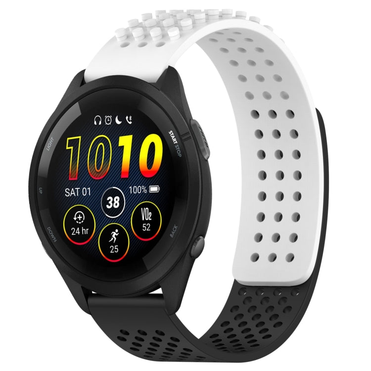 For Garmin Forerunner 265 22mm Holes Breathable 3D Dots Silicone Watch Band(White+Black) - Watch Bands by PMC TechLife | Online Shopping South Africa | PMC TechLife