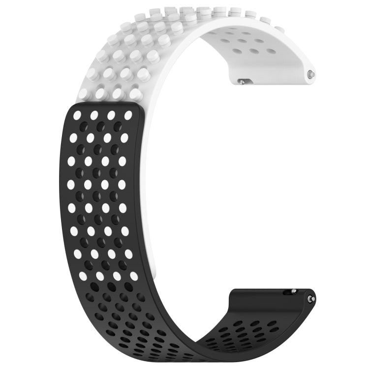 For Garmin Forerunner 265 22mm Holes Breathable 3D Dots Silicone Watch Band(White+Black) - Watch Bands by PMC TechLife | Online Shopping South Africa | PMC TechLife