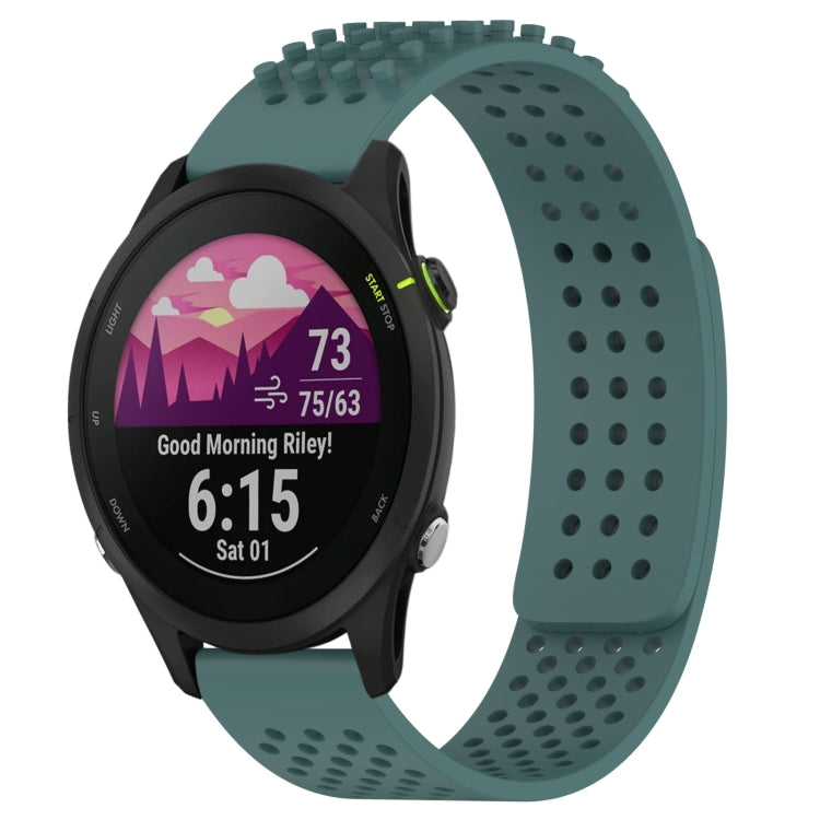 For Garmin Forerunner 255 22mm Holes Breathable 3D Dots Silicone Watch Band(Olive Green) - Watch Bands by PMC TechLife | Online Shopping South Africa | PMC TechLife