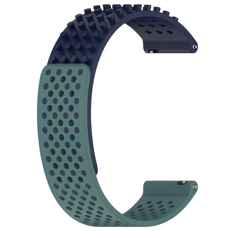 For Garmin Venu 2 22mm Holes Breathable 3D Dots Silicone Watch Band(Midnight Blue+Olive Green) - Watch Bands by PMC Jewellery | Online Shopping South Africa | PMC Jewellery