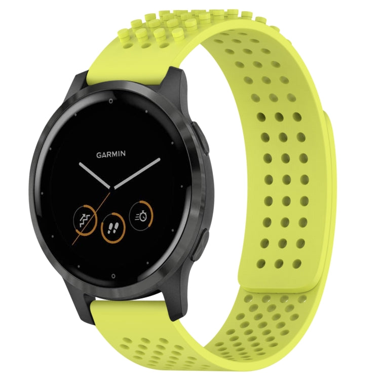 For Garmin Vivoactive 4 22mm Holes Breathable 3D Dots Silicone Watch Band(Lime Green) - Watch Bands by PMC Jewellery | Online Shopping South Africa | PMC Jewellery