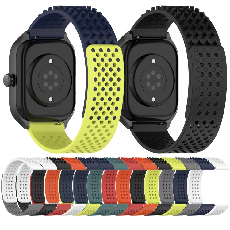 For Garmin Forerunner 255 22mm Holes Breathable 3D Dots Silicone Watch Band(Midnight Blue+Lime Green) - Watch Bands by PMC Jewellery | Online Shopping South Africa | PMC Jewellery