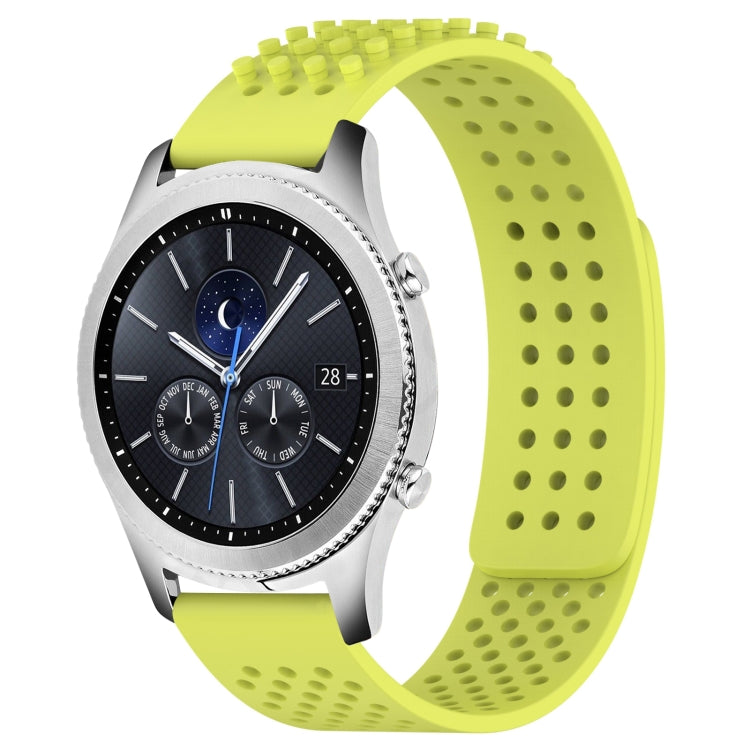 For Samsung Gear S3 Classic 22mm Holes Breathable 3D Dots Silicone Watch Band(Lime Green) - Watch Bands by PMC Jewellery | Online Shopping South Africa | PMC Jewellery