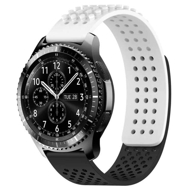 For Samsung Gear S3 Frontier 22mm Holes Breathable 3D Dots Silicone Watch Band(White+Black) - Watch Bands by PMC Jewellery | Online Shopping South Africa | PMC Jewellery