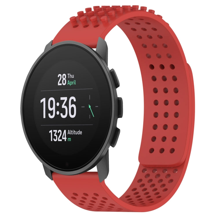 For SUUNTO 9 Peak Pro 22mm Holes Breathable 3D Dots Silicone Watch Band(Red) -  by PMC Jewellery | Online Shopping South Africa | PMC Jewellery